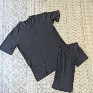 Dressed in LALA Charcoal Grey Ribbed Playsuit Set